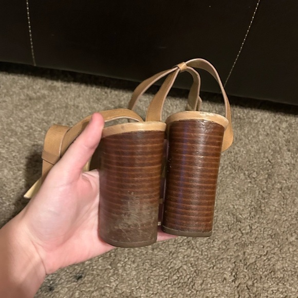 Michael Kors Leonora Ankle Strap Platform Heels Leather Brown Size 6 Women’s 4” - Picture 10 of 11